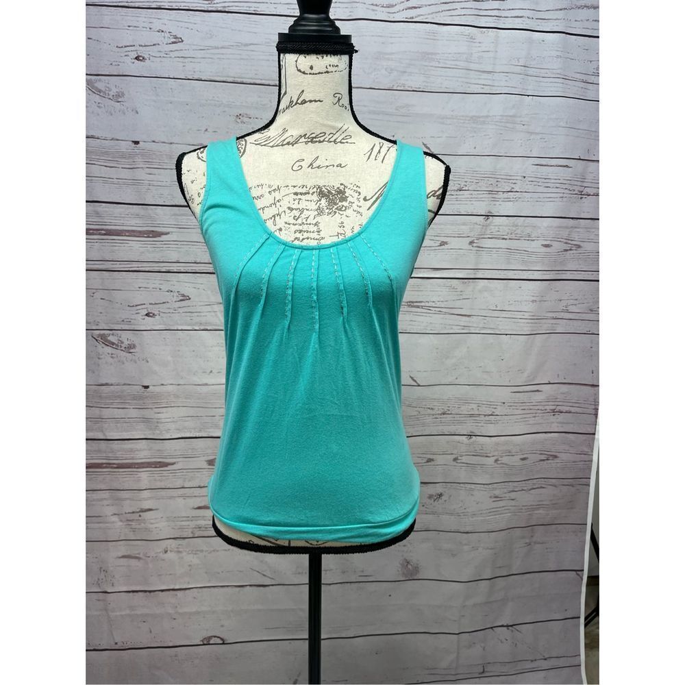Old Navy‎ Womens Turquoise Pleated Scoop Neck Bow Keyhole Back Tank Top XS